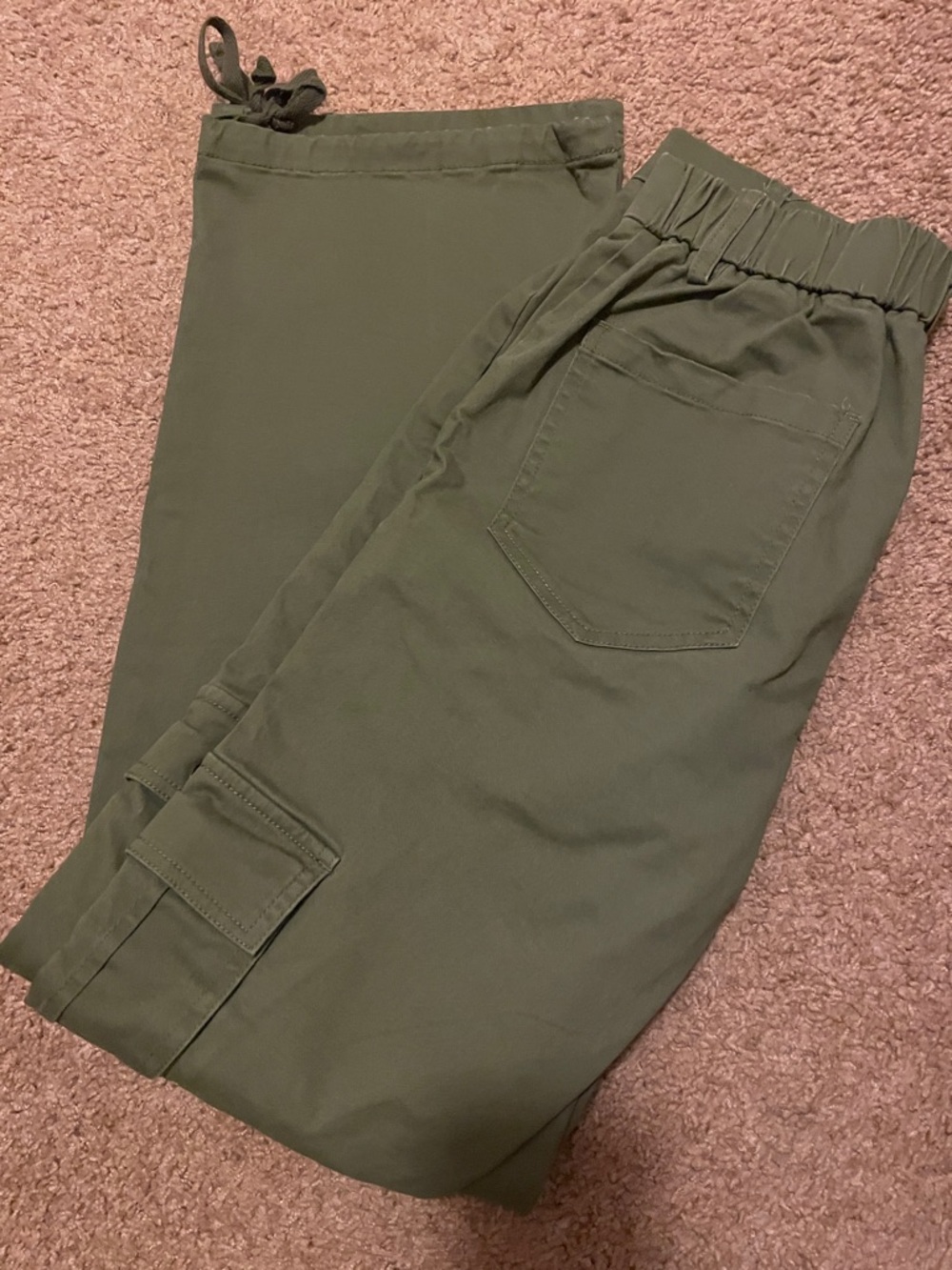 Olive Green Cargo Jogger Pants